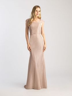Style 19-258M Madison James Rose Gold Size 10 Boat Neck Straight Dress on Queenly