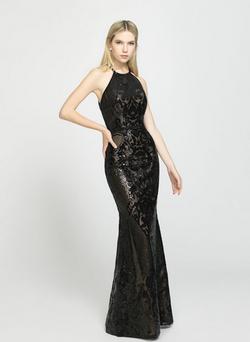 Style 19-173 Madison James Black Size 6 Straight Dress on Queenly