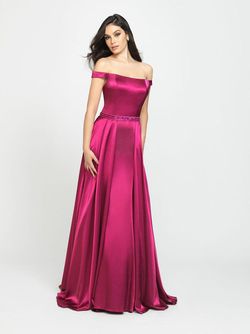 Style 19-161 Madison James Hot Pink Size 8 Prom Pageant Silk Straight Dress on Queenly