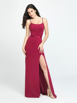 Style 19-147 Madison James Red Size 8 Pageant Mini Silk Side slit Dress on Queenly