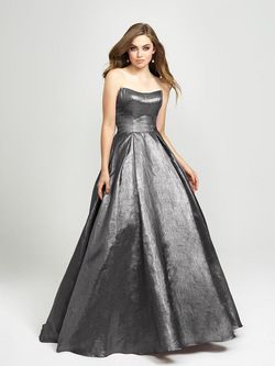 Style 19-111 Madison James Silver Size 16 Gray Ball gown on Queenly