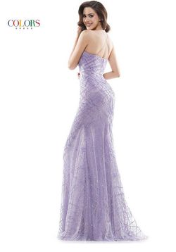 Style G989 Colors Purple Size 12 Prom Shiny Sheer Straight Dress on Queenly