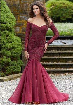 Style 43060 Morilee Red Size 8 Train Long Sleeve Mermaid Dress on Queenly