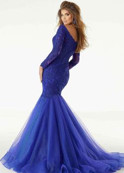 Style 43060 Morilee Blue Size 6 Train Long Sleeve Mermaid Dress on Queenly