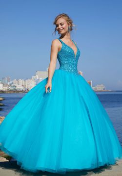 Style 42093 Morilee Blue Size 0 Turquoise Quinceanera Ball gown on Queenly