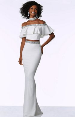 Style 42045 Morilee White Size 12 Two Piece Straight Dress on Queenly