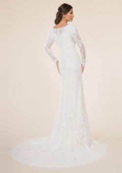 Style M5005 Moonlight White Size 6 Long Sleeve Tall Height Lace Straight Dress on Queenly