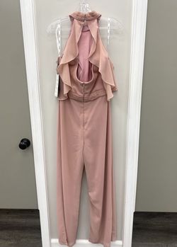 Style 8P1055 Lore Pink Size 12 Summer Belt Jumpsuit Dress on Queenly