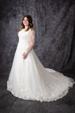 Style 7W8038 Lore White Size 16 Floral Pageant Straight Dress on Queenly