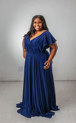 Style 7576 Lets Blue Size 14 Navy Straight Dress on Queenly
