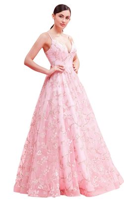 Style Nora Jadore Pink Size 12 Tall Height Bridesmaid Corset Floral Ball gown on Queenly