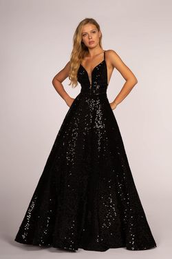 Style GL2581 Gls Black Size 6 Backless Spaghetti Strap Sheer V Neck Ball gown on Queenly