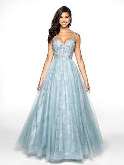 Style 19101 Flair Blue Size 12 Sweetheart Sheer Ball gown on Queenly