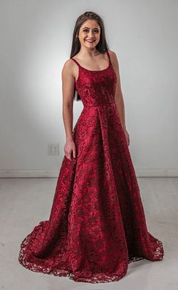 Style A9361 Dave & Johnny Red Size 2 Floral Lace Sheer A-line Dress on Queenly