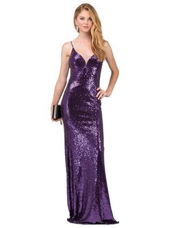 Style 2408 Dancing Queen Purple Size 10 Sheer Straight Dress on Queenly