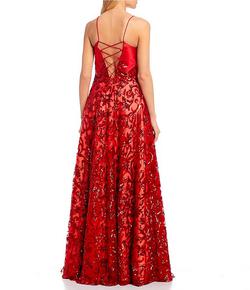 Style CL2408 Coya Red Size 8 Sheer A-line Dress on Queenly