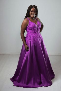 Style CL2401 Coya Purple Size 6 Sheer Ball gown on Queenly