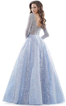 Style G1014 Colors Blue Size 4 Sheer Long Sleeve Ball gown on Queenly