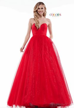 Style 2166 Colors Red Size 2 Strapless Sweetheart Sheer Ball gown on Queenly