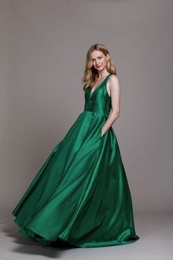 Style 926 Amelia Couture Green Size 4 Sheer A-line Dress on Queenly