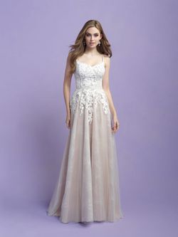 Style 3402 Allure White Size 14 Train Jewelled Ivory Pageant Straight Dress on Queenly
