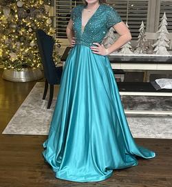 Sherri Hill Green Size 6 Cut Out Sheer Ball gown on Queenly