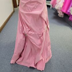 Style 20313 Precious Formals Light Pink Size 6 V Neck Spaghetti Strap Tall Height Ball gown on Queenly