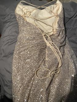 Cinderella divine Silver Size 14 Side Slit Straight Dress on Queenly