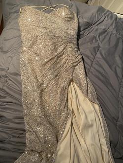 Cinderella divine Silver Size 14 Side Slit Straight Dress on Queenly