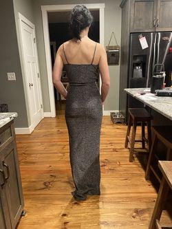 Silver Size 0 Side slit Dress on Queenly