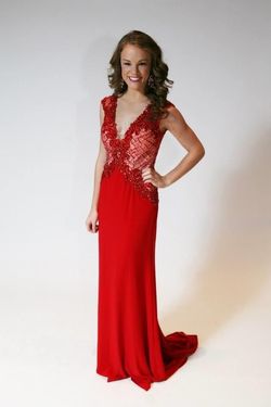 Tony Bowls Red Size 00 Sequin Black Tie V Neck Straight Dress on Queenly