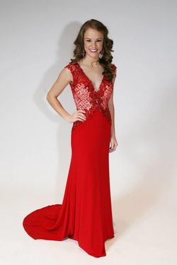 Tony Bowls Red Size 00 Sequin Pageant Beaded Top Prom Straight Dress on Queenly