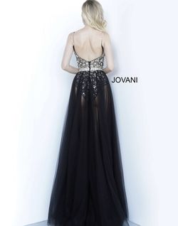 Jovani Black Size 2 Spaghetti Strap Prom Overskirt Jewelled Train Dress on Queenly