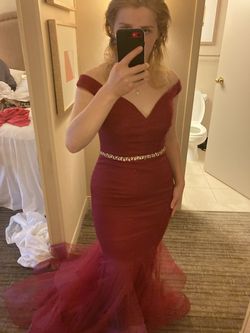 Glamour by Terani couture Red Size 6 $300 Black Tie Mermaid Dress on Queenly