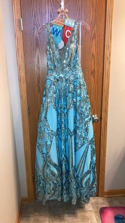 Mori Lee Blue Size 4 Military Prom Straight Dress on Queenly