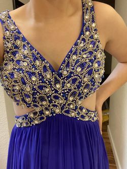 Jovani Royal Blue Size 4 Prom Cut Out A-line Dress on Queenly