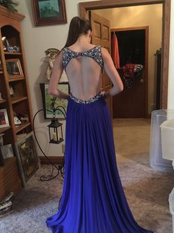 Jovani Royal Blue Size 4 Prom Cut Out A-line Dress on Queenly