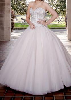 Allure Bridals Nude Size 8 Ball gown on Queenly