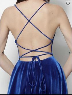 Sherri Hill Blue Size 0 Velvet A-line Dress on Queenly