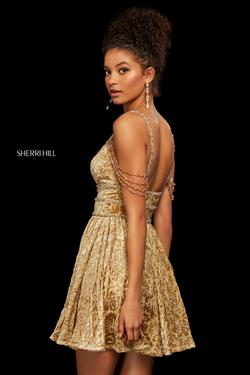 Style 53065 Sherri Hill Gold Size 12 Pageant Cocktail Dress on Queenly