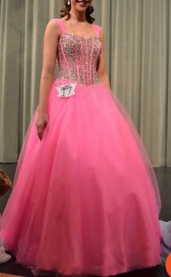 Jovani Hot Pink Size 4 Corset Ball gown on Queenly