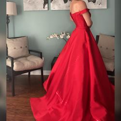 Jovani Red Size 0 Sheer A-line Ball gown on Queenly