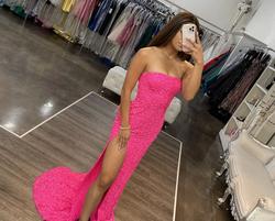 Sherri Hill Hot Pink Size 0 Sequined Strapless Side slit Dress on Queenly