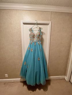 Jovani Blue Size 8 Floor Length 50 Off Ball gown on Queenly