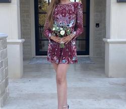 Sherri Hill Red Size 2 Long Sleeve Maroon Cocktail Dress on Queenly