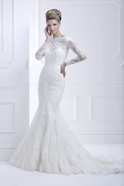 Style 11368 Ellis White Size 16 Tall Height Lace Mermaid Dress on Queenly