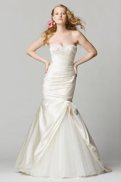 Style 12318 Wtoo White Size 6 Tulle Flare Floor Length Mermaid Dress on Queenly