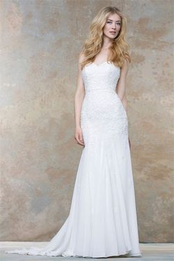 Style 15180 Ellis White Size 12 Lace Floor Length Mermaid Dress on Queenly