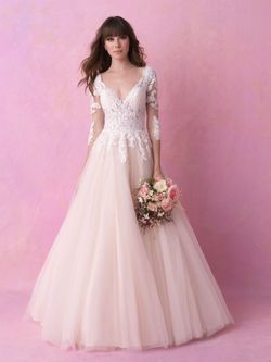 Style 3154L Allure Nude Size 16 Pageant Floor Length Plus Size Wedding Ball gown on Queenly