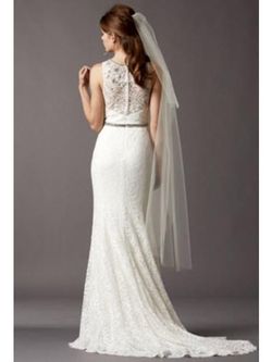Style 4065B Watters White Size 12 Ivory Lace Floor Length Mermaid Dress on Queenly
